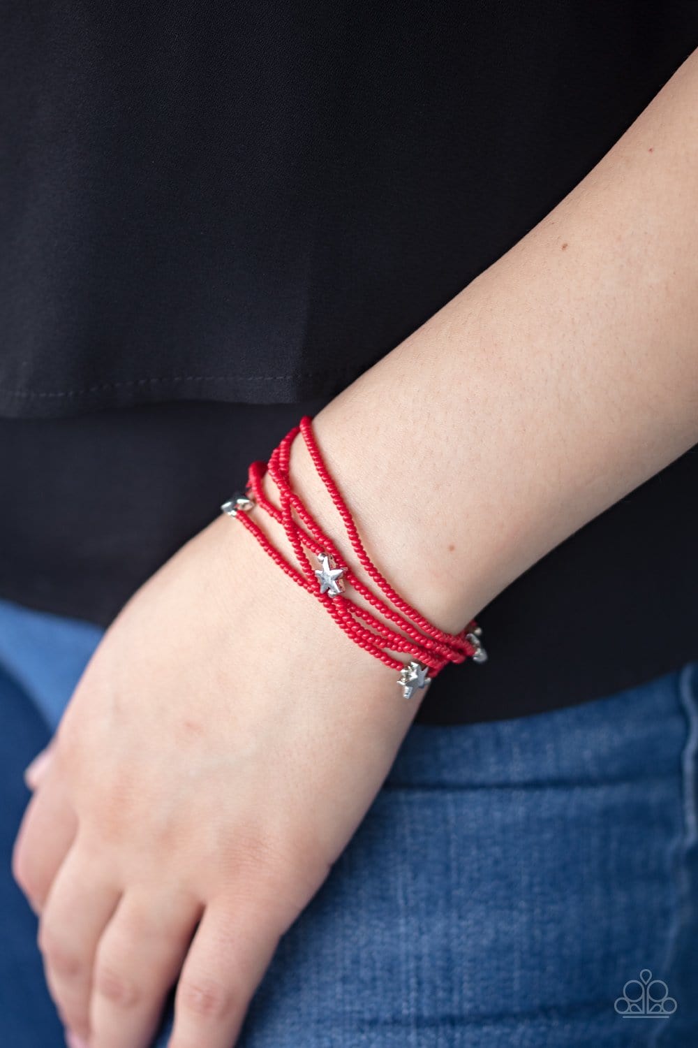 Paparazzi Accessories: Pretty Patriotic - Red Bracelet - Jewels N Thingz Boutique