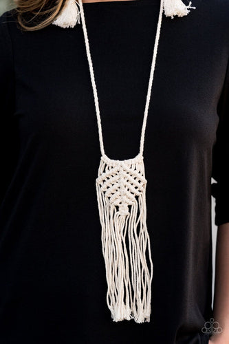 Paparazzi: Macrame Mantra - White Knotted Necklace - Jewels N’ Thingz Boutique