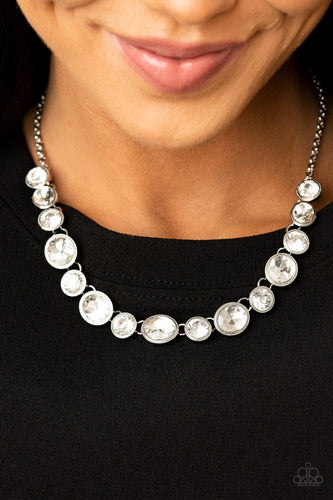 Paparazzi: Girl's Gotta Glow - White Rhinestones Necklace - Jewels N’ Thingz Boutique