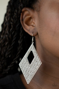 Paparazzi Accessories: Woven Wanderer - Silver Wicker-Like Earrings - Jewels N Thingz Boutique