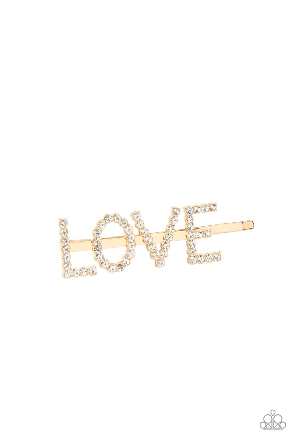Paparazzi: All You Need Is Love - Gold Rhinestone Bobby pin - Jewels N’ Thingz Boutique