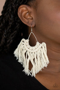 Paparazzi: Wanna Piece Of MACRAME? - White Earrings - Jewels N’ Thingz Boutique