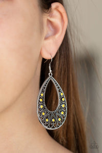 Paparazzi: Love To Be Loved - Yellow Rhinestone Earrings - Jewels N’ Thingz Boutique