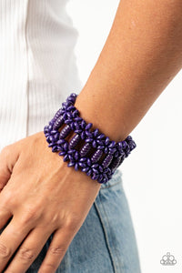 Paparazzi: Fiji Flavor - Purple Wooden Bracelet - Jewels N’ Thingz Boutique
