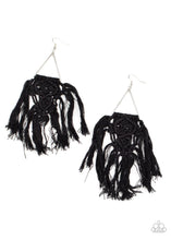 Load image into Gallery viewer, Paparazzi Accessories: Modern Day Macrame - Black Tassel/Fringe/Macramé Earrings - Jewels N Thingz Boutique