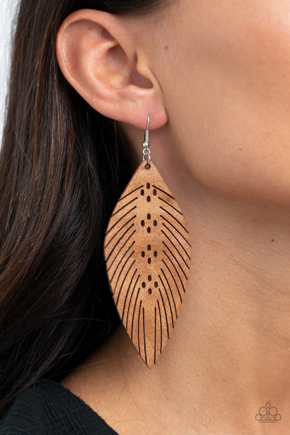 Paparazzi: Wherever The Wind Takes Me - Brown Leather Earrings - Jewels N’ Thingz Boutique