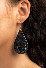 Load image into Gallery viewer, Paparazzi: Everyone Remain PALM! - Black Leather Teardrop Earrings - Jewels N’ Thingz Boutique