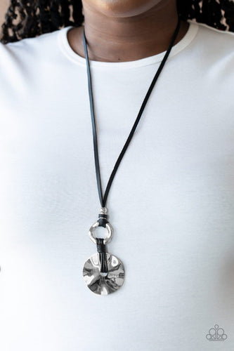 Paparazzi Accessories: Nautical Nomad - Black Leather Pendant Necklace - Jewels N Thingz Boutique