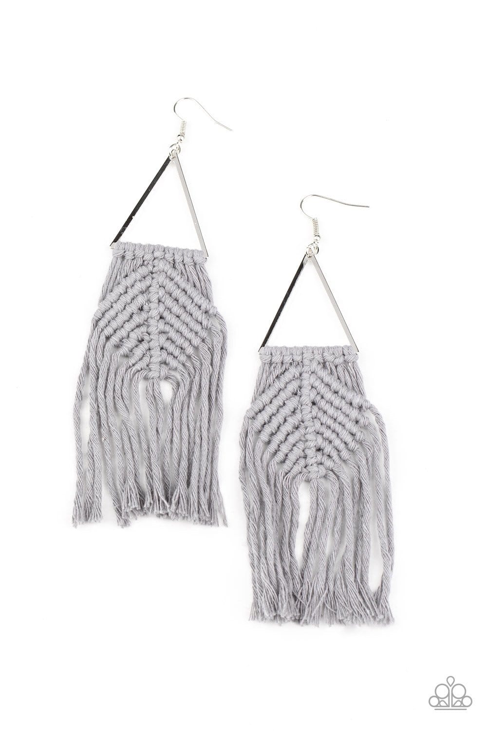Paparazzi Accessories: Macrame Jungle Silver Fringe Earrings