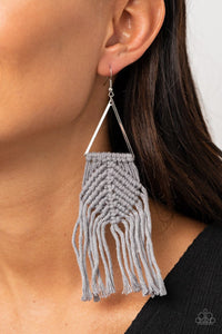 Paparazzi Accessories: Macrame Jungle - Silver Fringe Earrings - Jewels N Thingz Boutique