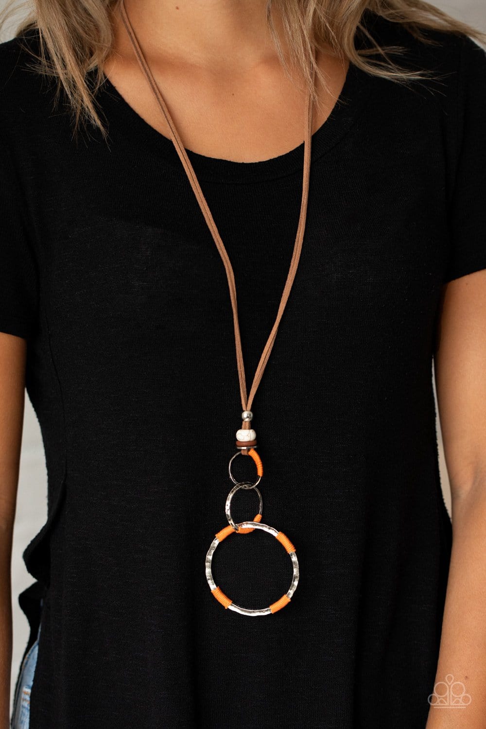 Paparazzi Accessories: Rural Renovation - Orange/Brown Suede Necklace - Jewels N Thingz Boutique