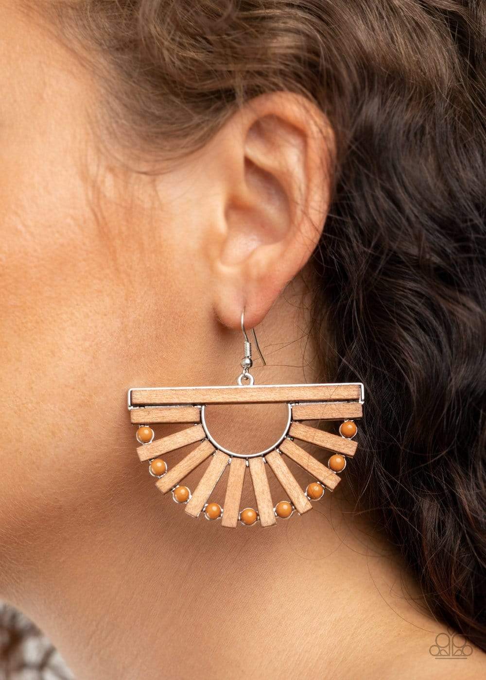 Paparazzi Accessories: Wooden Wonderland - Brown Earrings - Jewels N Thingz Boutique