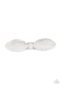 Paparazzi: Mind-BOWing Sparkle - White Hair Clip - Jewels N’ Thingz Boutique