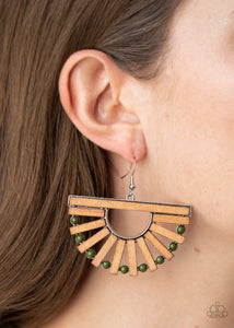 Paparazzi Accessories: Wooden Wonderland - Olive Green Earrings - Jewels N Thingz Boutique