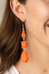 Paparazzi:   Geo Getaway - Orange Earrings - Jewels N’ Thingz Boutique