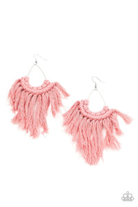 Paparazzi: Wanna Piece Of MACRAME? - Pink/Rose Fringe Earrings - Jewels N’ Thingz Boutique
