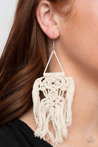 Paparazzi Accessories: Modern Day Macrame - White Earrings - Jewels N Thingz Boutique