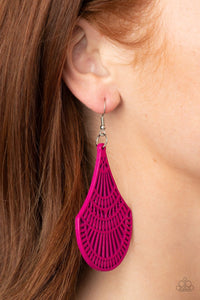Paparazzi Accessories: Tropical Tempest - Pink Wooden Earrings - Jewels N Thingz Boutique