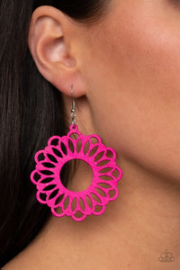 Paparazzi: Dominican Daisy - Pink Wooden Earrings - Jewels N’ Thingz Boutique