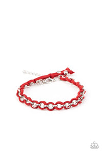 Paparazzi Accessories: SUEDE Side to Side - Red Bracelet - Jewels N Thingz Boutique