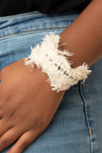 Paparazzi Accessories: Homespun Hardware - White Macramé Bracelet - Jewels N Thingz Boutique