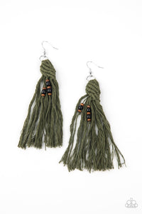 Paparazzi Accessories: Beach Bash - Green/Olive Tassel Earrings - Jewels N Thingz Boutique