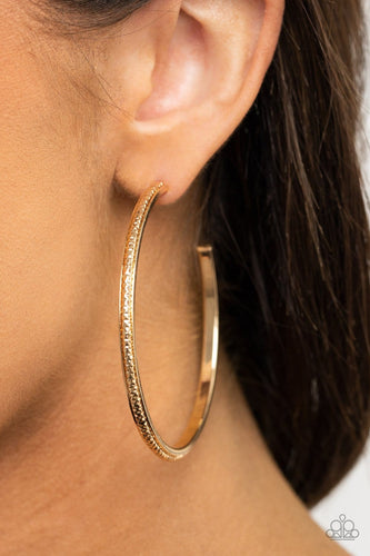 Paparazzi: Sultry Shimmer - Gold Diamond-Cut Hoop Earrings - Jewels N’ Thingz Boutique