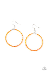 Paparazzi Accessories: Colorfully Curvy - Orange Seed Bead Iridescent Earrings - Jewels N Thingz Boutique