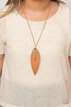 Load image into Gallery viewer, Paparazzi: Quill Quest - Gold/Brown Leather Frame Necklace - Jewels N’ Thingz Boutique