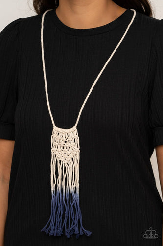 Paparazzi Accessories: Surfin The Net - White to Blue Macramé  Necklace - Jewels N Thingz Boutique