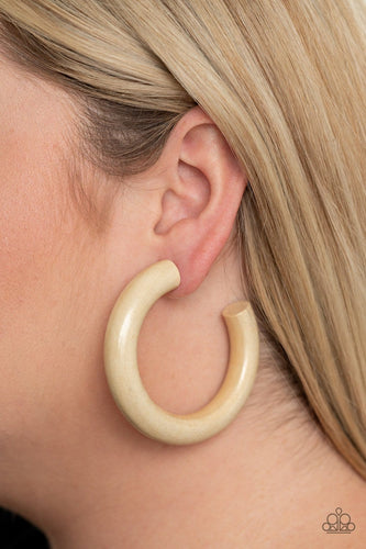 Paparazzi:  I WOOD Walk 500 Miles - White/Neutral Wooden Earrings - Jewels N’ Thingz Boutique