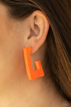 Load image into Gallery viewer, Paparazzi Accessories: The Girl Next OUTDOOR - Neon Orange Wooden Earrings - Jewels N Thingz Boutique
