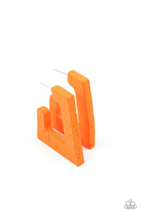 Paparazzi Accessories: The Girl Next OUTDOOR - Neon Orange Wooden Earrings - Jewels N Thingz Boutique