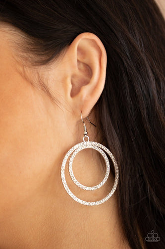 Paparazzi Accessories: Radiating Refinement - White Rhinestone Earrings - Jewels N Thingz Boutique