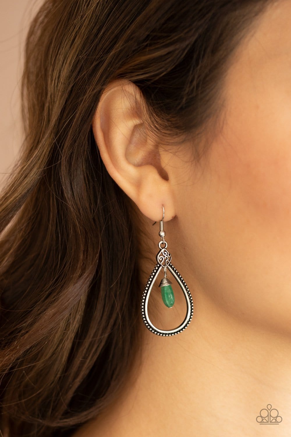 Paparazzi Accessories: Ill Believe It ZEN I See It - Green Teardrop Earrings - Jewels N Thingz Boutique