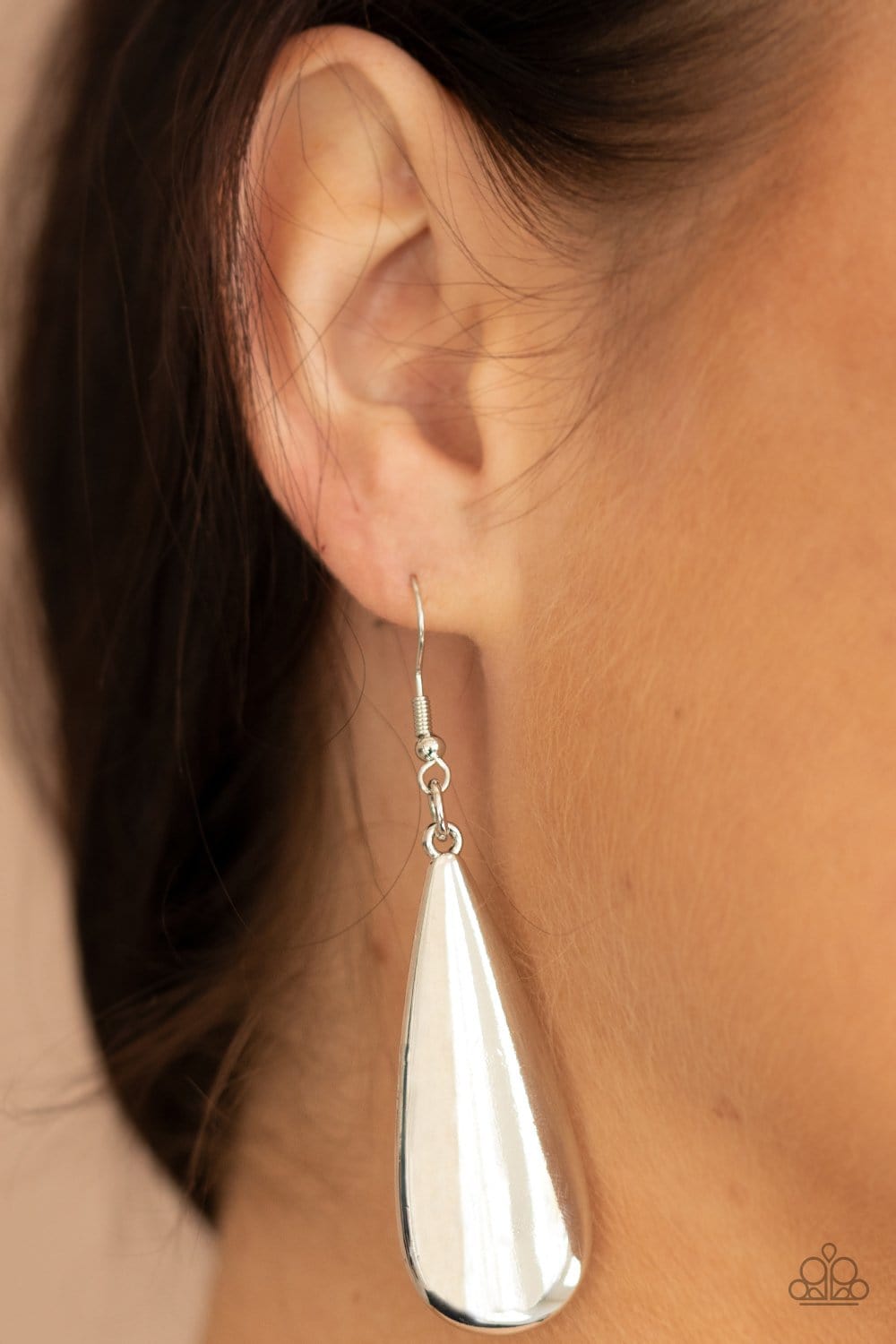 Paparazzi Accessories: The Drop Off - Silver Oversized Teardrop Earrings - Jewels N Thingz Boutique