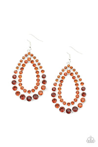 Paparazzi Accessories: Glacial Glaze - Brown/Topaz Rhinestone Earrings - Jewels N Thingz Boutique