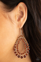 Load image into Gallery viewer, Paparazzi Accessories: Glacial Glaze - Brown/Topaz Rhinestone Earrings - Jewels N Thingz Boutique