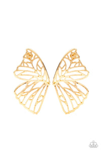 Paparazzi Accessories: Butterfly Frills - Gold Earrings - Jewels N Thingz Boutique