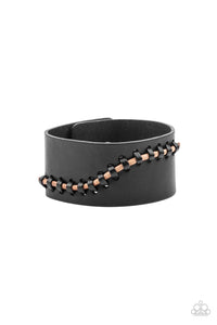 Paparazzi Accessories: Every STITCH Way - Black Leather Bracelet - Jewels N Thingz Boutique