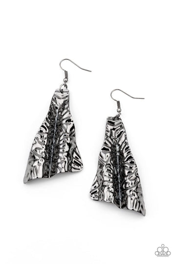 Paparazzi Accessories: How FLARE You! - Black/Gunmetal Earrings - Jewels N Thingz Boutique