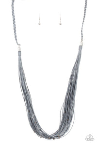Paparazzi Accessories: Homespun Artisan - Silver/Grey Twine-Like Necklace - Jewels N Thingz Boutique