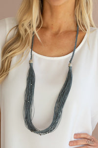 Paparazzi Accessories: Homespun Artisan - Silver/Grey Twine-Like Necklace - Jewels N Thingz Boutique