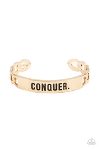 Paparazzi Accessories: Conquer Your Fears - Gold Urban Inspirational Bracelet - Jewels N Thingz Boutique