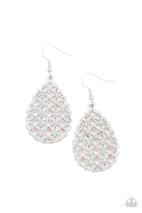 Paparazzi Accessories: Glorious Gardens - Pink Rhinestone Earrings - Jewels N Thingz Boutique