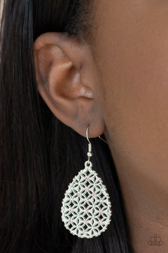 Paparazzi Accessories: Glorious Gardens - Pink Rhinestone Earrings - Jewels N Thingz Boutique