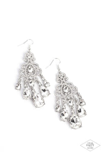 Paparazzi Accessories: Queen Of All Things Sparkly - White Earrings - Life of the Party