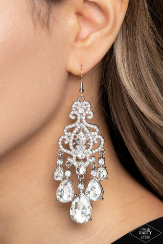 Paparazzi Accessories: Queen Of All Things Sparkly - White Earrings - Life of the Party