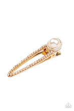 Load image into Gallery viewer, Paparazzi Accessories: Expert in Elegance - Gold Rhinestone Hair Clip - Jewels N Thingz Boutique
