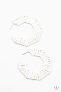 Paparazzi Accessories: Fabulously Fiesta - White Wicker-Like Earrings - Jewels N Thingz Boutique